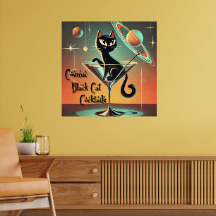 Póster Cócteles Cósmicos Futuristas Atómicos de Gato Negr