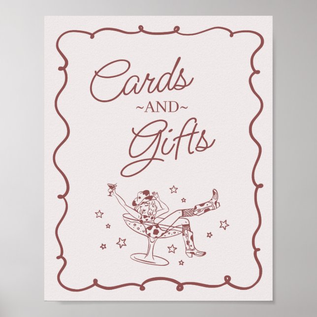 Póster Cócteles de Borgoña Gallitas Rodeo Tarjetas y Rega (Frente)