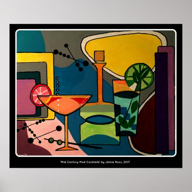 Póster "Cócteles de cocina de mediados de siglo" en un cu (Frente)