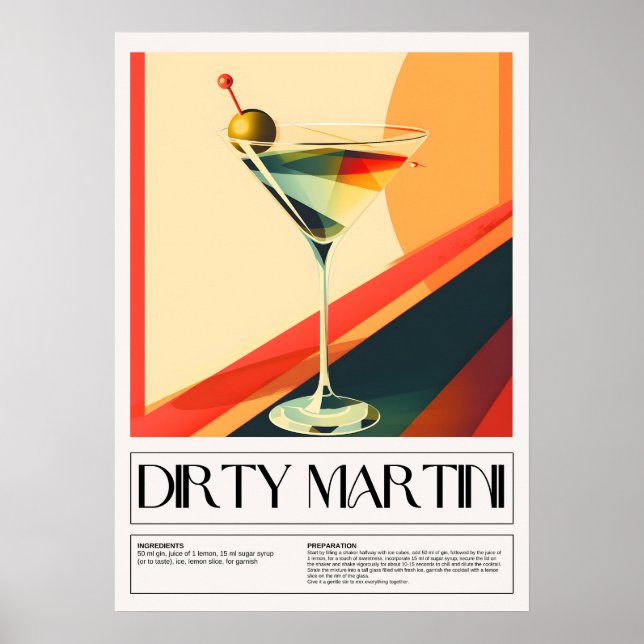 Póster Cócteles de época: Martini sucio (Frente)