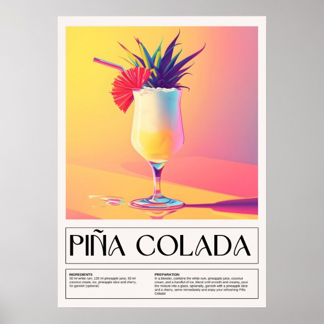 Póster Cócteles de época: Pina Colada (Frente)