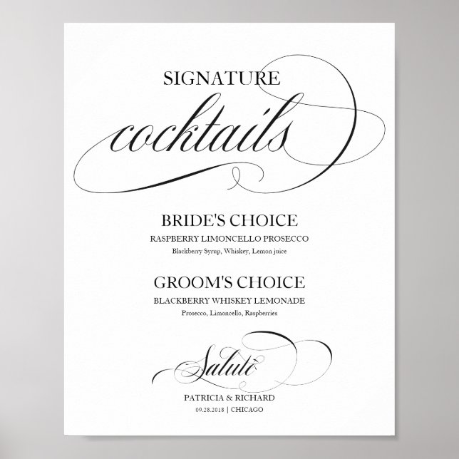 Póster Cócteles de Firma Black Script (Frente)