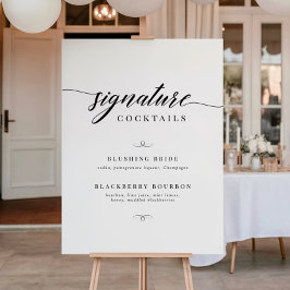 Póster Cócteles de Firma de Boda con Letra Elegante Clási