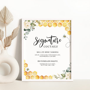 Póster Cócteles de firma floral de abeja