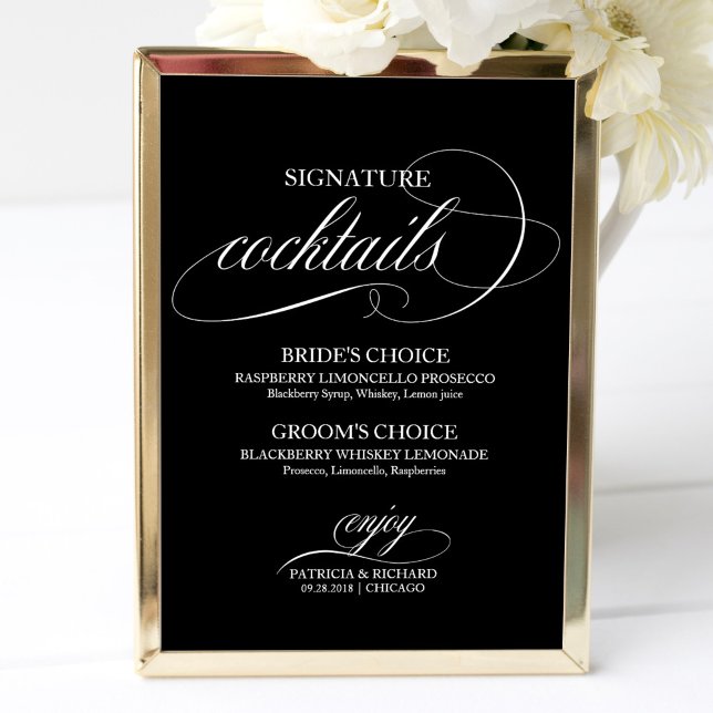 Póster Cócteles de firma Rótulo de Boda blanco negro (Subido por el creador)