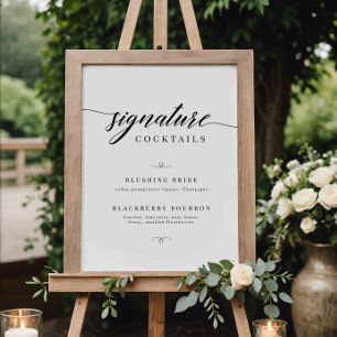 Póster Cócteles de la firma del Boda de guión elegante cl