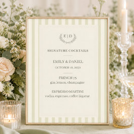 Póster Cócteles Destacados Cartel de Boda Verde Menta Ray