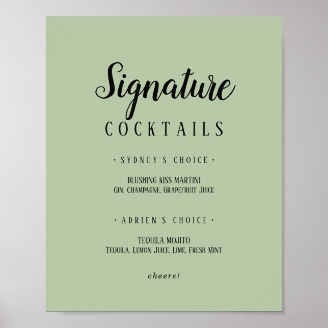 Póster Cócteles Minimalistas simples|Sage Signature (Frente)