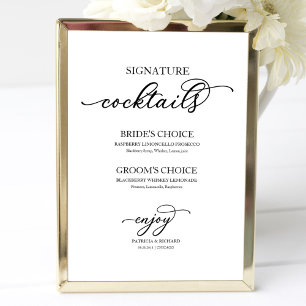Póster Cócteles Signature Chic Escritura Negra