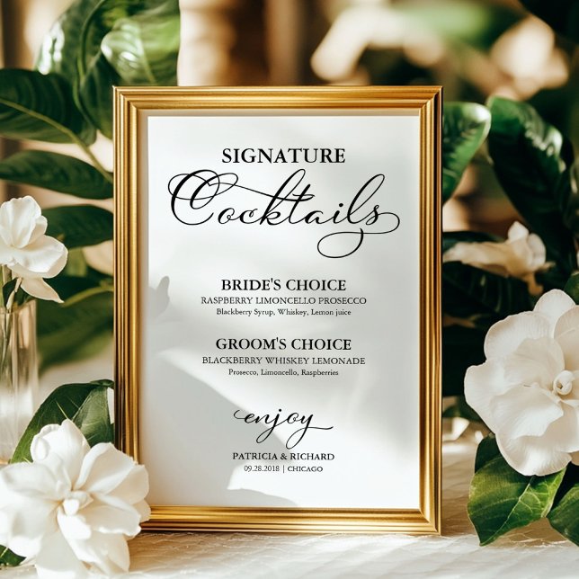 Póster Cócteles Signature Elegante Letrero de Boda (Subido por el creador)