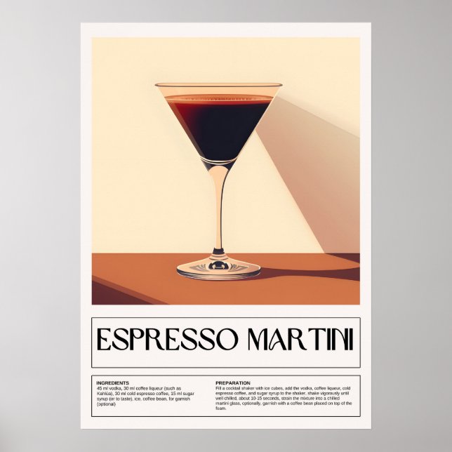 Póster Cócteles Vintage: Espresso Martini (Frente)