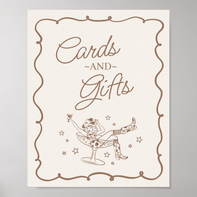 Póster Cócteles y regalos de rodeo para chicas beiges (Frente)