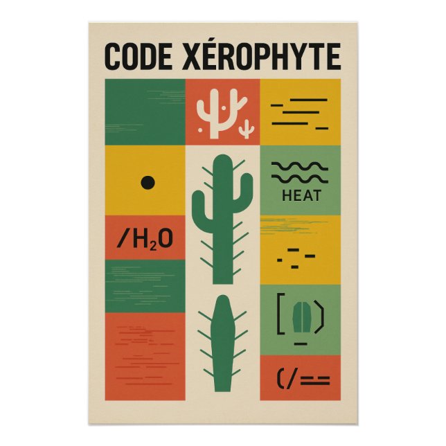 Póster CODE XÉROPHYTE – L’alphabet Cactus (Anverso)