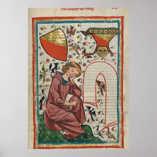Póster Codex Manesse Herr Heinrich von Veldeke (Frente)