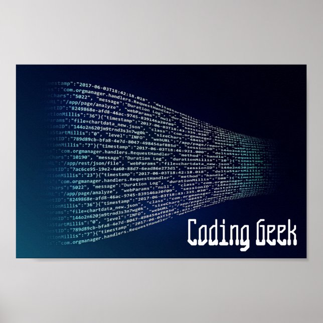 Póster Codificación de código informático geek (Frente)