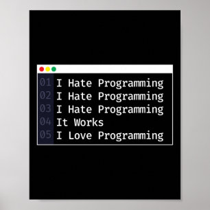 Póster Codificación de programadores odio la programación