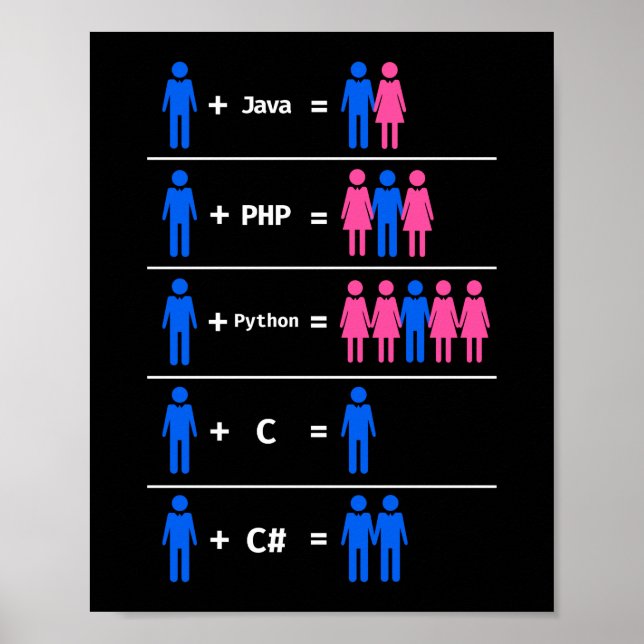 Póster Codificación del programador C Python PHP Java Atr (Frente)