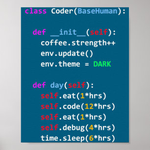 Póster Codificación Divertida Python Cl Comer Código Dorm