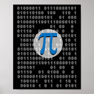 Póster Código Binario De Pi Day Ascii Código 3.14 Símbolo