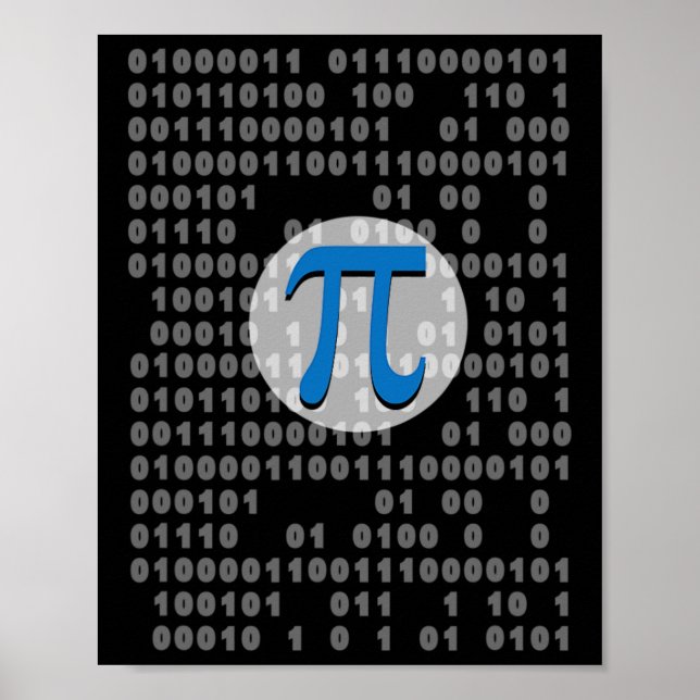 Póster Código Binario De Pi Day Ascii Código 3.14 Símbolo (Frente)