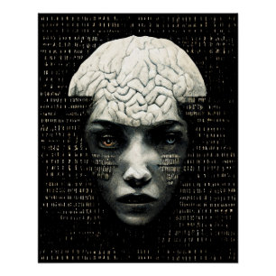 Póster Código binario del hombre de matriz