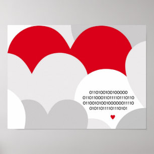 Póster Código binario me encanta poster Geek corazón