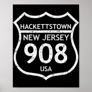 Póster Código de área de Nueva Jersey 908 Hackettstown, N