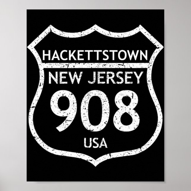 Póster Código de área de Nueva Jersey 908 Hackettstown, N (Frente)
