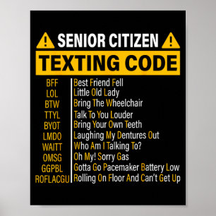 Póster Código de Mensajes para Ancianos Divertido y Genia