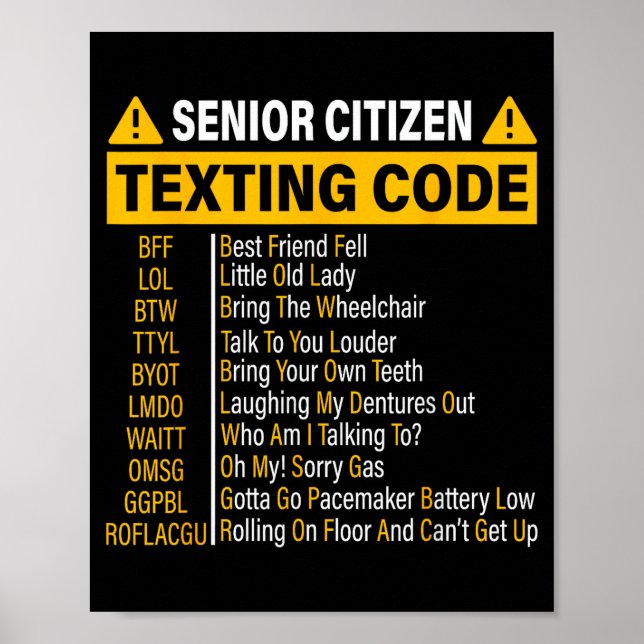 Póster Código de Mensajes para Ancianos Divertido y Genia (Frente)