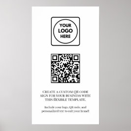 Póster Código QR Blanco Personalizado | Negocio Profesion