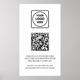 Póster Código QR Blanco Personalizado Negocio Profesion