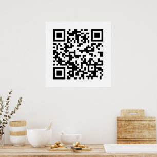 Póster Código QR, código de respuesta rápida, blanco y ne