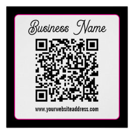Póster Código QR con letra cursiva de guión