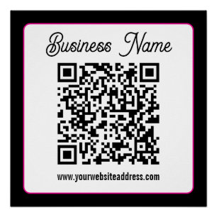 Póster Código QR con letra cursiva de guión