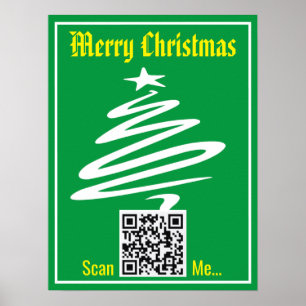 Póster Código QR con Navidades saludando en un