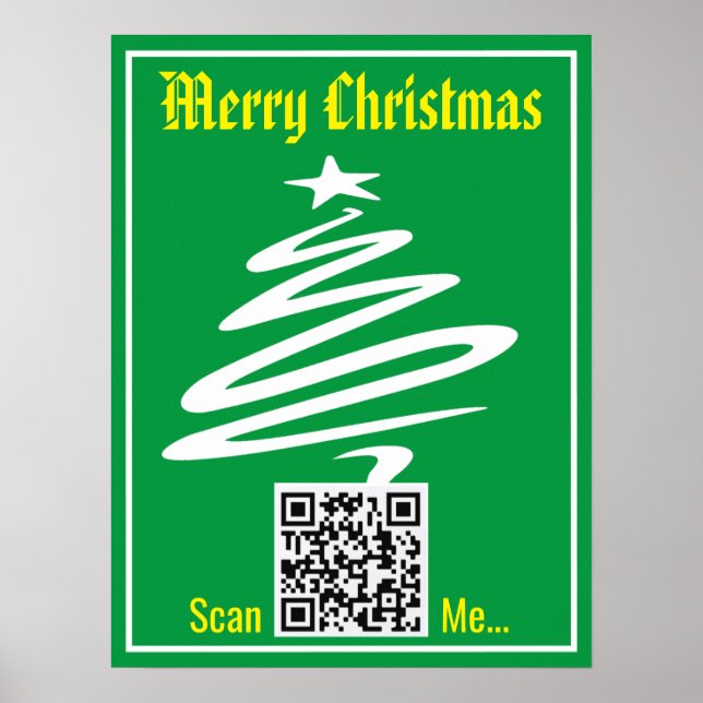 Póster Código QR con Navidades saludando en un (Frente)