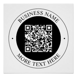 Póster Código QR con nombre de empresa editable texto cir