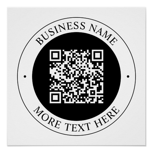 Póster Código QR con nombre de empresa editable texto cir (Anverso)