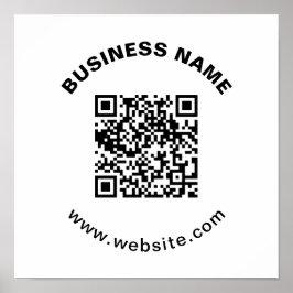 Póster Código QR con nombre de empresa texto circular en 