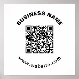 Póster Código QR con nombre de empresa texto circular en 