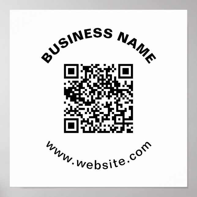 Póster Código QR con nombre de empresa texto circular en  (Frente)