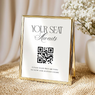 Póster Código QR de Asientos Reservados para Boda