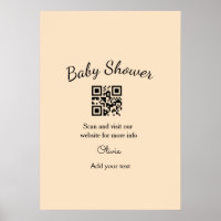 Código QR de baby shower simple rosa agregar nombr