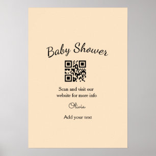 Póster Código QR de baby shower simple rosa agregar nombr