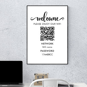 Póster Código QR de bienvenida de WIFI   Disfrute De Nues