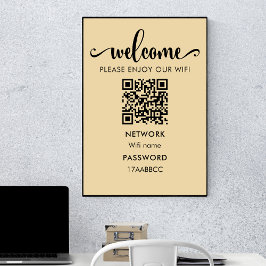Póster Código QR de bienvenida de WIFI | Disfrute De Nues