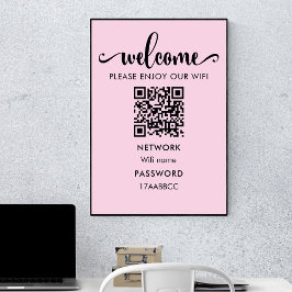 Póster Código QR de bienvenida de WIFI | Por Favor Disfru