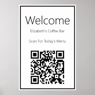 Póster Código QR de bienvenida para la plantilla de menú 