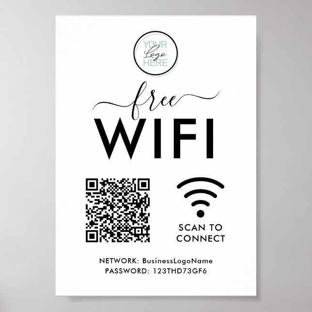 Póster Código QR de contraseña de red WIFI (Frente)